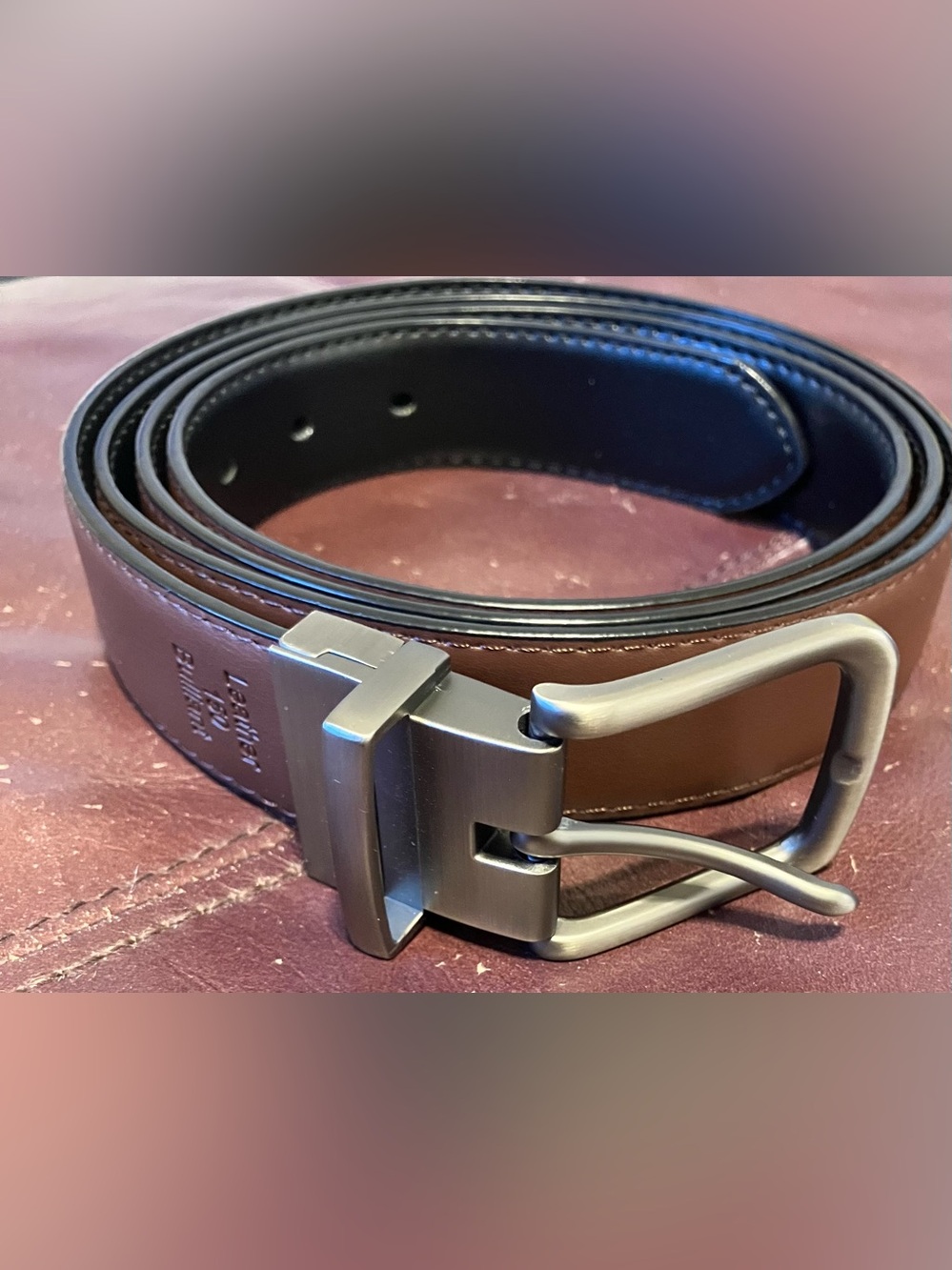 Men's Bulliant reversible Leather Dress Belt - Brown Black